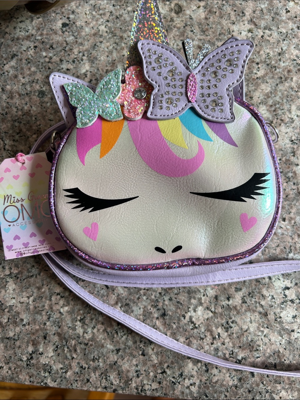 Miss Gwen’s OMG Lilac Unicorn Crossbody Bag for Kids